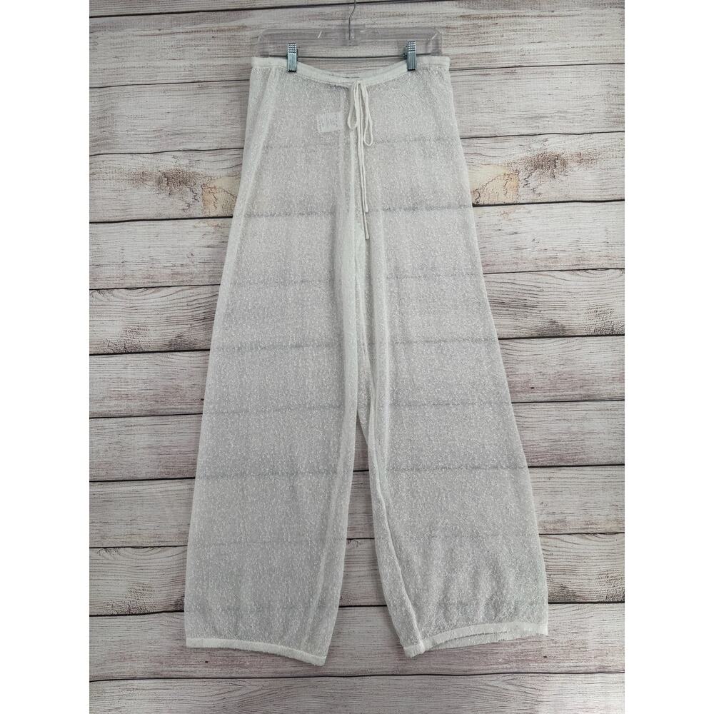 White Fox Semi Sheer Popcorn Textured‎ Lounge Pants Womens Large White